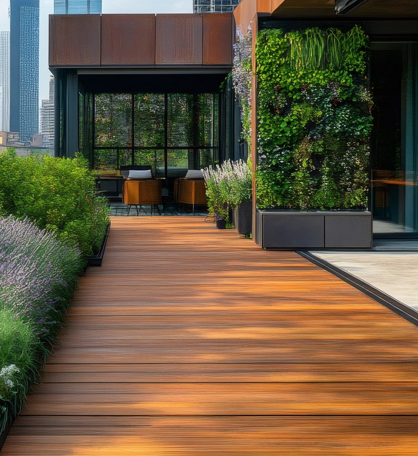 Luxcraft modern rooftop garden with sustainable design overlooking milan skyline